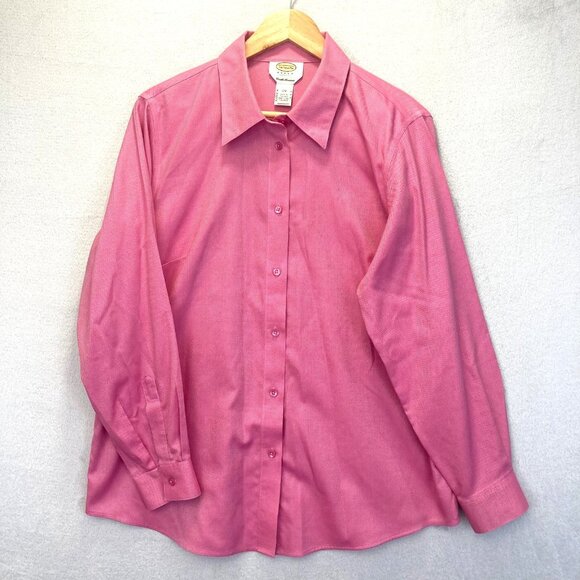 Talbots Wrinkle Resistant Button Up Shirt Womens 12W Pink Blouse Office Top - Picture 1 of 14